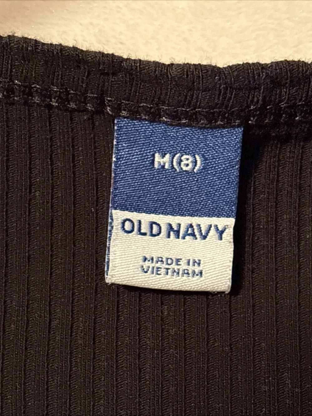 Old Navy Black Ribbed Short Sleeve Button-Front Tee Top